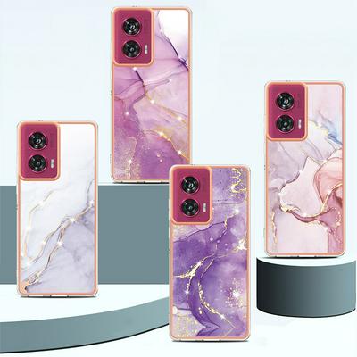 For Motorola Moto Edge 50 Fuison IMD Marble Pattern Electroplated Phone Case IMD 2.0mm TPU Skin Anti-Scratch Cover