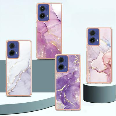 For Motorola Moto G85 IMD Marble Pattern Electroplated Phone Case IMD 2.0mm TPU Skin Anti-Scratch Cover