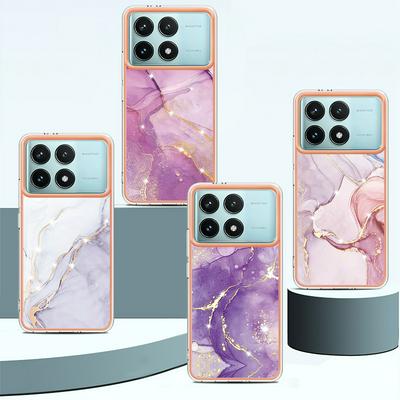 For Xiaomi Redmi K70 5G/K70 Pro 5G/Poco F6 Pro 5G IMD Marble Pattern Electroplated Phone Case IMD 2.0mm TPU Skin Anti-Scratch Cover