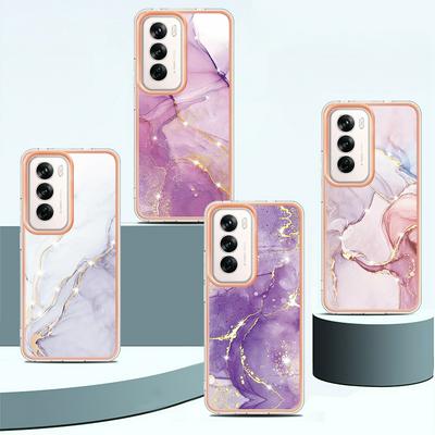 For Oppo Reno 12 IMD Marble Pattern Electroplated Phone Case IMD 2.0mm TPU Skin Anti-Scratch Cover