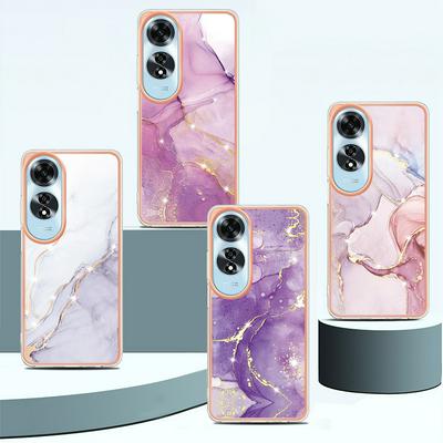 For Oppo A60 IMD Marble Pattern Electroplated Phone Case IMD 2.0mm TPU Skin Anti-Scratch Cover