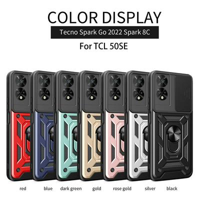 TCL 50 SE Ring Holder Kickstand Camera Slide Cover Design PC + TPU Phone Back Cover Case