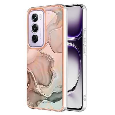 For Oppo Reno 12 Pro IMD Marble Pattern Electroplated Phone Case IMD 2.0mm TPU Skin Anti-Scratch Cover