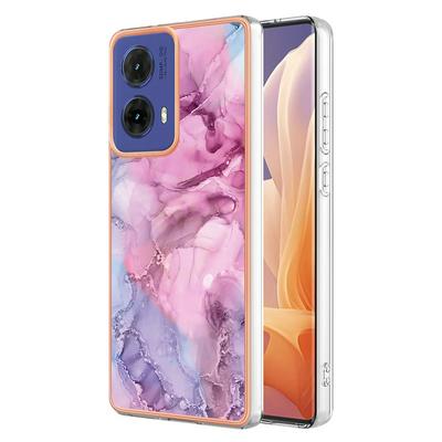 For Motorola Moto G85 IMD Marble Pattern Electroplated Phone Case IMD 2.0mm TPU Skin Anti-Scratch Cover