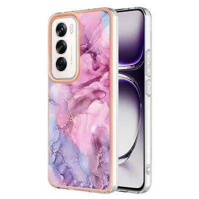 For Oppo Reno 12 IMD Marble Pattern Electroplated Phone Case IMD 2.0mm TPU Skin Anti-Scratch Cover