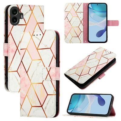 For Nothing CMF Phone 1 Marble Pattern Scratch Resistant Magnetic Buckle Flip Leather Case with Wrist Strap
