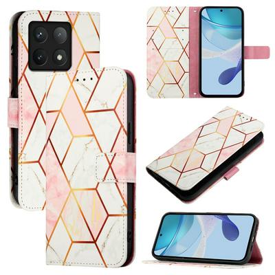 For Xiaomi 14T Marble Pattern Scratch Resistant Magnetic Buckle Flip Leather Case with Wrist Strap
