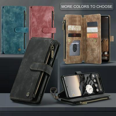 CASEME C30 Series for Google Pixel Pixel 9 / 9 Pro PU Leather Phone Case Card Slots Zipper Pocket Stand Cover