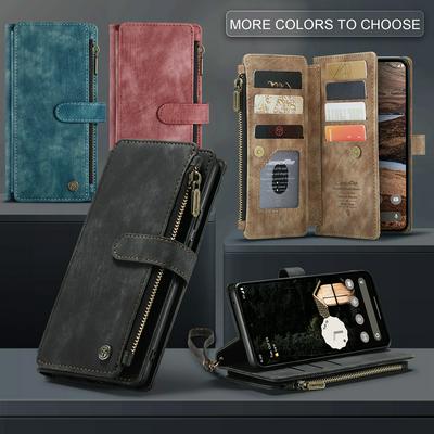 CASEME C30 Series for Google Pixel 9 Pro XL PU Leather Phone Case Card Slots Zipper Pocket Stand Cover