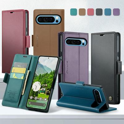 CASEME 023 Series For Google Pixel 9 Pro XL RFID Blocking Leather Case Wallet Stand Phone Cover