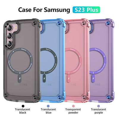 For Samsung Galaxy S23 Plus Magnetic Case Translucent Phone Cover Compatible with MagSafe
