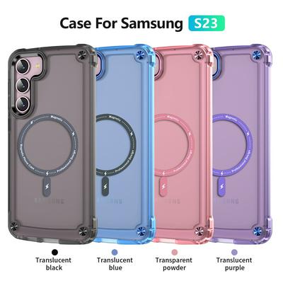 For Samsung Galaxy S23 Magnetic Case Translucent Phone Cover Compatible with MagSafe