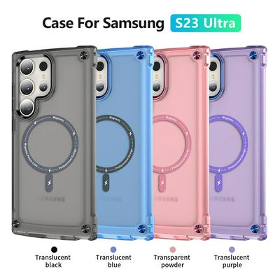 For Samsung Galaxy S23 Ultra Magnetic Case Translucent Phone Cover Compatible with MagSafe