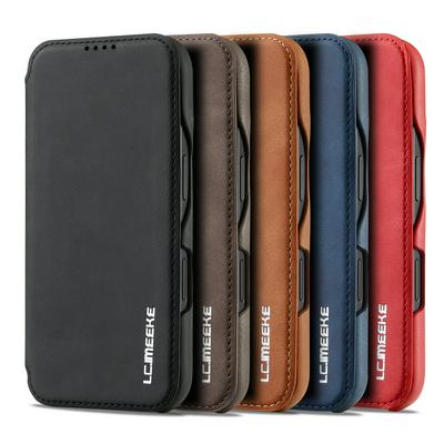 LC.IMEEKE Simple Business Magnetic Absorption Anti-fall and Shockproof Folio PU Leather Phone Case with Credit Card Slot for iPhone 16 Plus