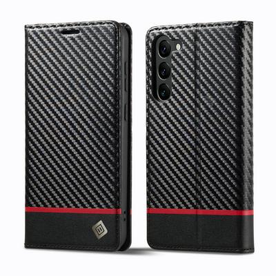 LC.IMEEKE For Samsung Galaxy S24 Carbon Fiber Pattern Anti-fall Folio Flip Leather Case with Card Slots