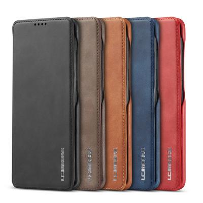 LC.IMEEKE Simple Business Magnetic Absorption Anti-fall and Shockproof Folio PU Leather Phone Case with Credit Card Slot for Samsung Galaxy S20 Ultra