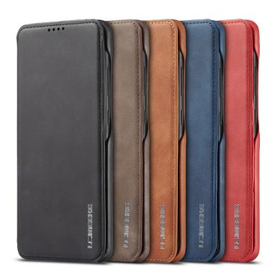 LC.IMEEKE Simple Business Magnetic Absorption Anti-fall and Shockproof Folio PU Leather Phone Case with Credit Card Slot for Samsung Galaxy S20 Plus