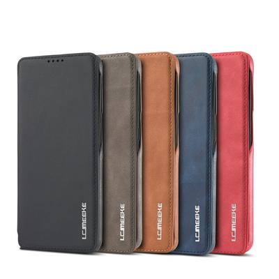 LC.IMEEKE Simple Business Magnetic Absorption Anti-fall and Shockproof Folio PU Leather Phone Case with Credit Card Slot for Samsung Galaxy S22 Plus