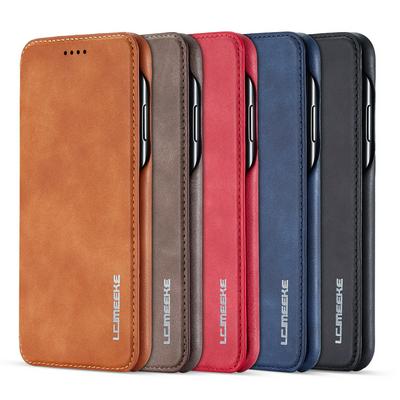 LC.IMEEKE Simple Business Magnetic Absorption Anti-fall and Shockproof Folio PU Leather Phone Case with Credit Card Slot for iPhone Xs Max