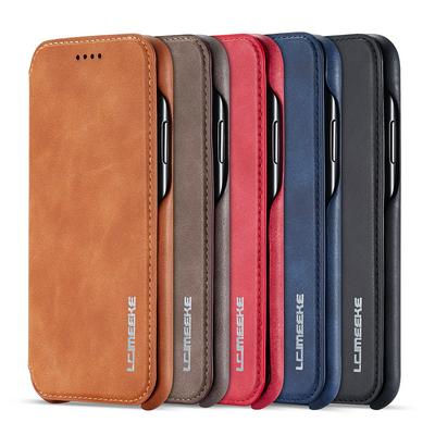 LC.IMEEKE Simple Business Magnetic Absorption Anti-fall and Shockproof Folio PU Leather Phone Case with Credit Card Slot for iPhone XR