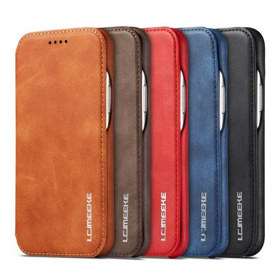 LC.IMEEKE Simple Business Magnetic Absorption Anti-fall and Shockproof Folio PU Leather Phone Case with Credit Card Slot for iPhone 11 Pro