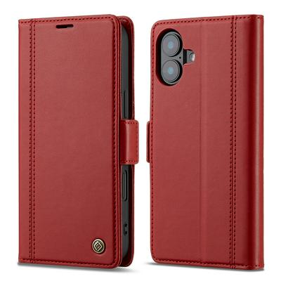 LC.IMEEKE For iPhone 16 Plus Solid Color Scratch-resistant Wallet Type PU Leather+TPU Case with Card Slots