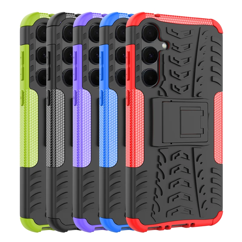 Samsung Galaxy A35 Military Grade Armor Heavy Duty PC + PU Hybrid Impact Tire Model Kickstand Dual Layer Protection Cover