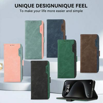 ABEEL For iPhone 16 Magnetic Phone Case Color Matching Wallet Cover 