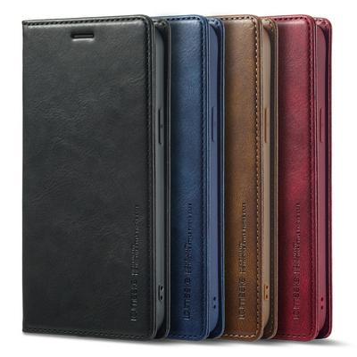 LC.IMEEKE For iPhone 15 Pro Magnetic Closure Anti-Theft Brush Protection PU Leather Phone Case 