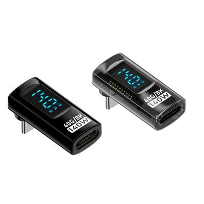 USB C female to male Converter Up bend With Digital Screen 140W Data 40Gbps 8K HD Video Projection Fast Charging Type-C Adapter