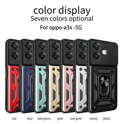 For Oppo A3X 4G/A3 5G/A40 4G/A60 5G Ring Holder Kickstand Camera Slide Cover Design PC + TPU Phone Back Cover Case