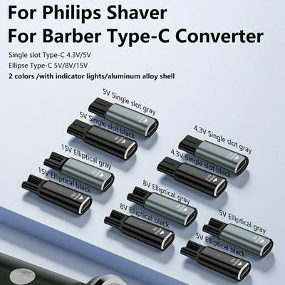 PD 4.3V/8V/15V/5V Replacement Type-C Shaver Adapter Charging Converter for Philips Shaver clipper Barber 500MA 1.5A 390mA