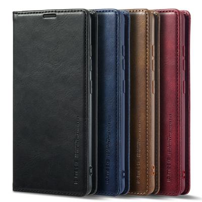 LC.IMEEKE For Samsung Galaxy A14 Magnetic Closure Anti-Theft Brush Protection PU Leather Phone Case 