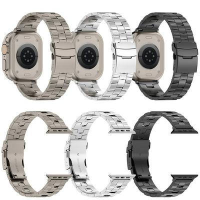 For Apple Watch Series 10 42mm / 9 8 7 41mm / SE (2023) SE (2022) SE 6 5 4 40mm / 3 2 1 38mm Titanium Alloy Band Rice Spike Texture Wrist Strap