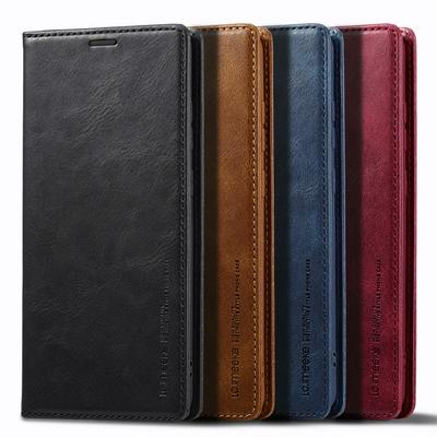 LC.IMEEKE For Samsung Galaxy S21 Ultra Magnetic Closure Anti-Theft Brush Protection PU Leather Phone Case 