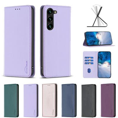BF18 Protective Case for Samsung Galaxy S25 Dermal dark magnetic field Leather Stand Phone Cover with Card Slots