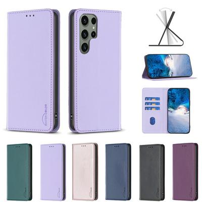 BF18 Protective Case for Samsung Galaxy S25 Ultra Dermal dark magnetic field Leather Stand Phone Cover with Card Slots
