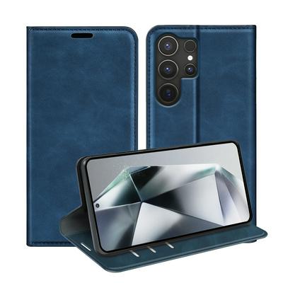 For Samsung Galaxy S25 Ultra Skin Feel Magnetic Attraction Flip Leather Wallet Case with Card Slot and Stand