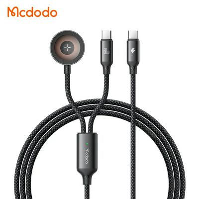Mcdodo CA-2200 2 in 1 Multifunction Magnetic Cable PD Quick USB-C 60W to USB-C and Wireless Charger for iWatch Nylon Data Cable 1.2m