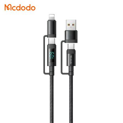 Mcdodo 4-in-1 60W Travel Data Cable Fast Charging Power Digital Display 36W 18W PD Multifunction Nylon Cable for ios android