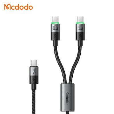 Mcdodo CA-6740 2-in-1 Fast Cable 1.5meter 100W E-mark Chip Smart Cables 2 in 1 USB-C Data Cable for iPhone Android Laptop Travel