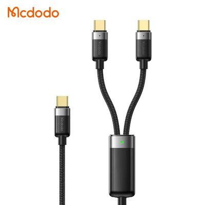 Mcdodo CA-6780 Smart Distribution 100W 2 in 1 USB-C Cable Gold Pin 480Mbps Fast Charge Nylon USB C Cable 100W 1.5m for laptop phone