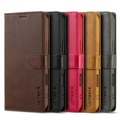 LC.IMEEKE For iPhone 16 Pro Max Magnetic Button Calf pattern PU Leather + TPU Wallet Phone Case
