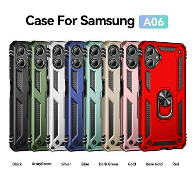 Sergeant Shockproof Drop-proof PC+TPU Phone Protective Case with Metal Ring Kickstand and Metal Patch for Samsung Galaxy A06