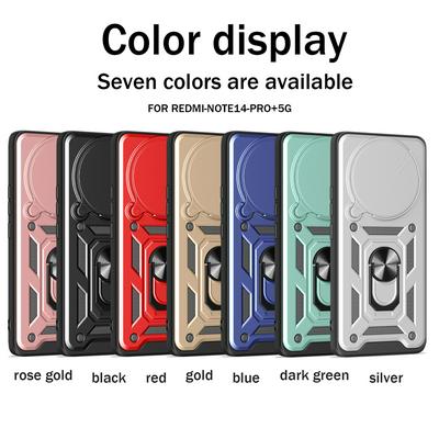 For Xiaomi Redmi Note 14 Pro Plus Ring Holder Kickstand Camera Slide Cover Design PC + TPU Phone Back Cover Case