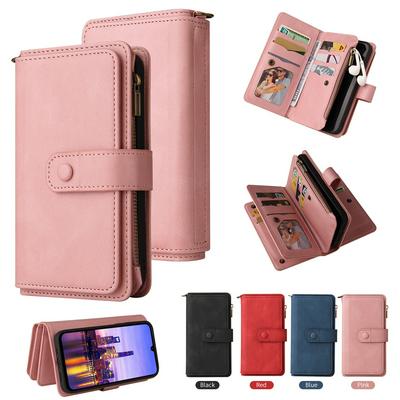 For Samsung Galaxy A16 KT Multi-Functional Series-2 15 Cards Design Buckle Closure Skin Touch PU Leather Phone Wallet Stand Case with Wrist Strap