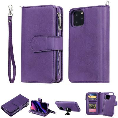 KT Multi-functional Series-4 for iPhone 11 Pro Case Detachable PU Leather Zipper Flip Wallet Phone Cover
