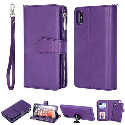 KT Multi-functional Series-4 for iPhone Xs Max Case Detachable PU Leather Zipper Flip Wallet Phone Cover