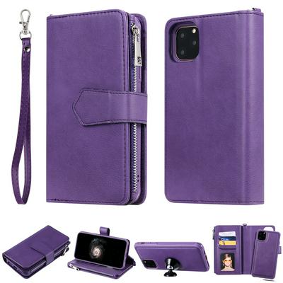 KT Multi-functional Series-4 for iPhone 11 Pro Max Case Detachable PU Leather Zipper Flip Wallet Phone Cover