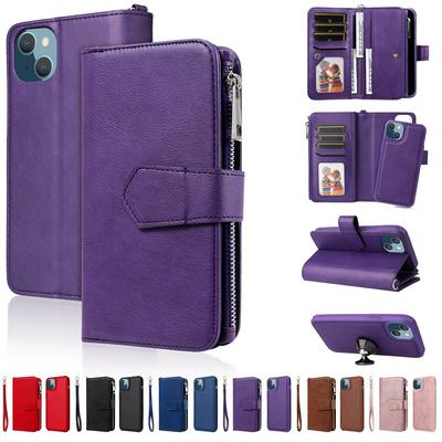 KT Multi-functional Series-4 for iPhone 14 Plus Case Detachable PU Leather Zipper Flip Wallet Phone Cover